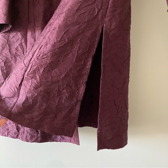 EILEEN FISHER Maroon Knotted Button Textured Coat XS - Picture 4 of 6